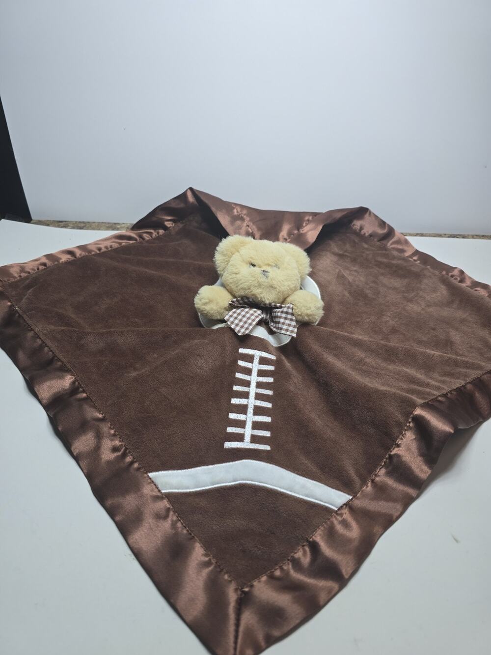 Bearington Baby Touchdown Snuggler Football Lovey Bear Security Blanket